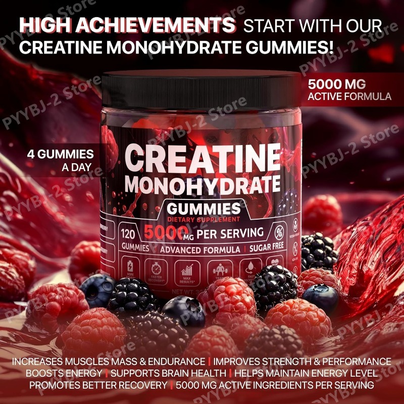 Pre Workout Supplement - Gomas de Creatina Monohidratada Sabor Framboesa